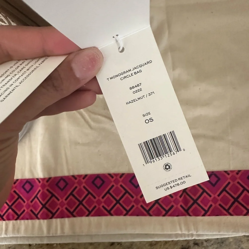 NEW Tory Burch T Monogram Hazelnut Jacquard Circle Bag - $478 - Picture 3 of 7